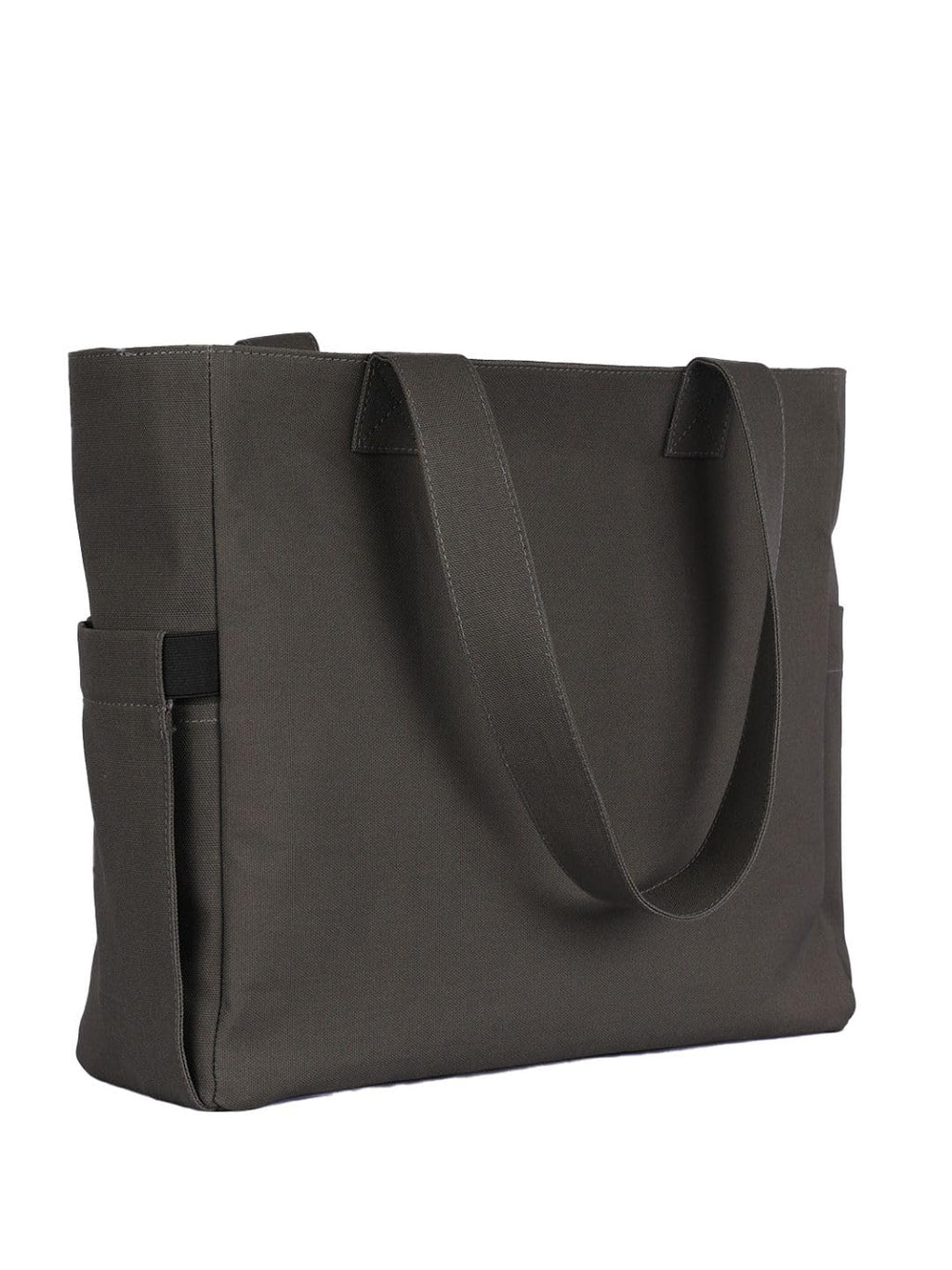 TSANTA U Shaped Canvas Tote Bag, 35.56x33.02 cm with 10.8 cm Gusset, Cotton, Zipper Closure, Laptop Compartment (Hippo)