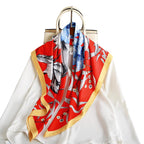 CrossKulture Printed Poly Silken feel Scarf Stole for Women | Stylish, Soft, & Lightweight | Satin Feel Neck, Hair & Head Scarf for Women | Square Silk Stole for Handbag (Colour76)