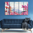 VIBECRAFTS Women in Kimono Canvas Wall Painting Set of Five Pieces For Home|Office|Living Room|Gift (PTVC5Pcs4_8665)