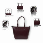 The Gusto Colossal-Premium Vegan Leather Tote Bag For Women, Big Size, Wine Stylish Handbag For Women With Zip Closure Fit For Office Bag, College, Travel Use Handcrafted In India, Brown
