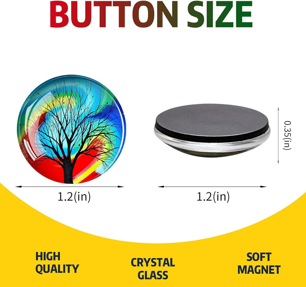 OLAFUR12-Pcs Marble Fridge Crystal Magnet Tree Set - Elegant Decorative Magnets for Refrigerator, Whiteboard, Locker, Cabinets, Office & Classroom (Crystal Magnet - Marble)