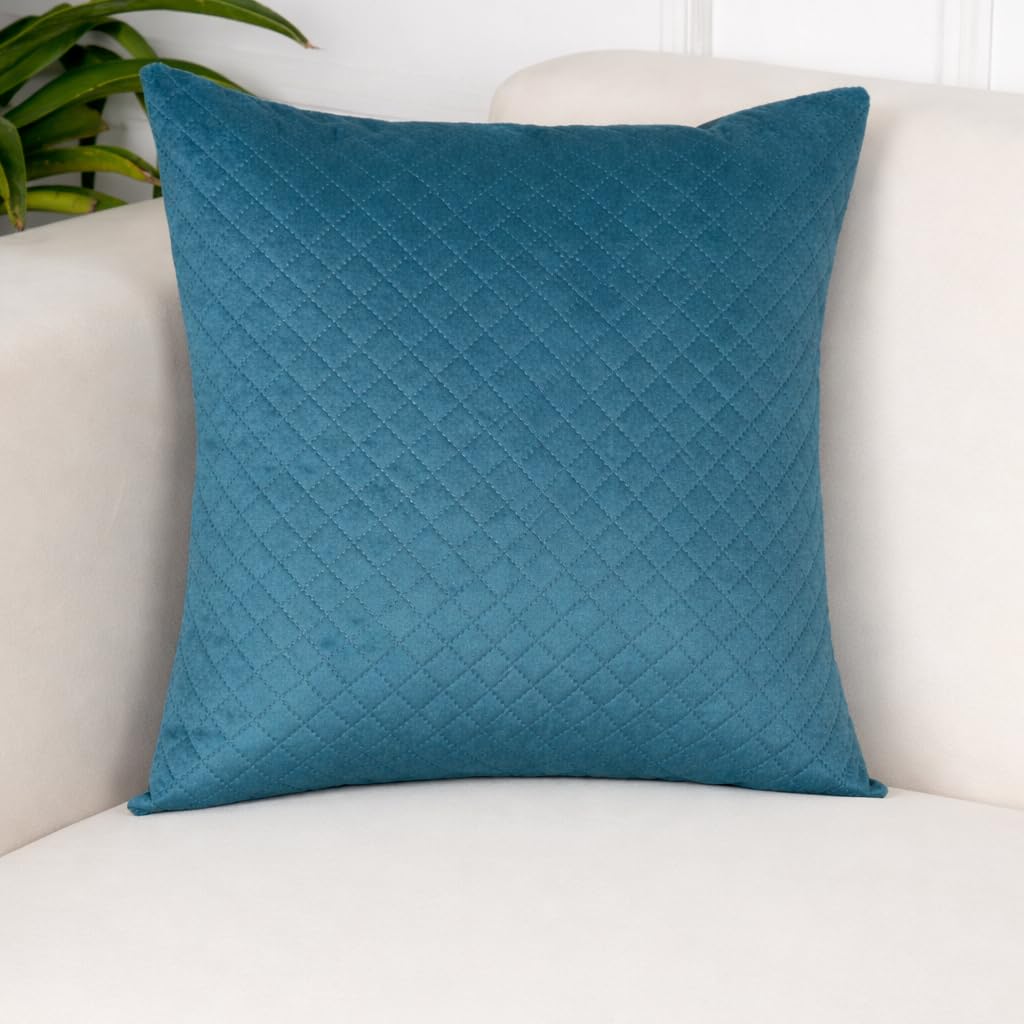 STITCHNEST Quilted Velvet Cushion Covers Set of 5 | Soft Luxury | 12x12 Inches | Premium Sofa & Living Room Décor