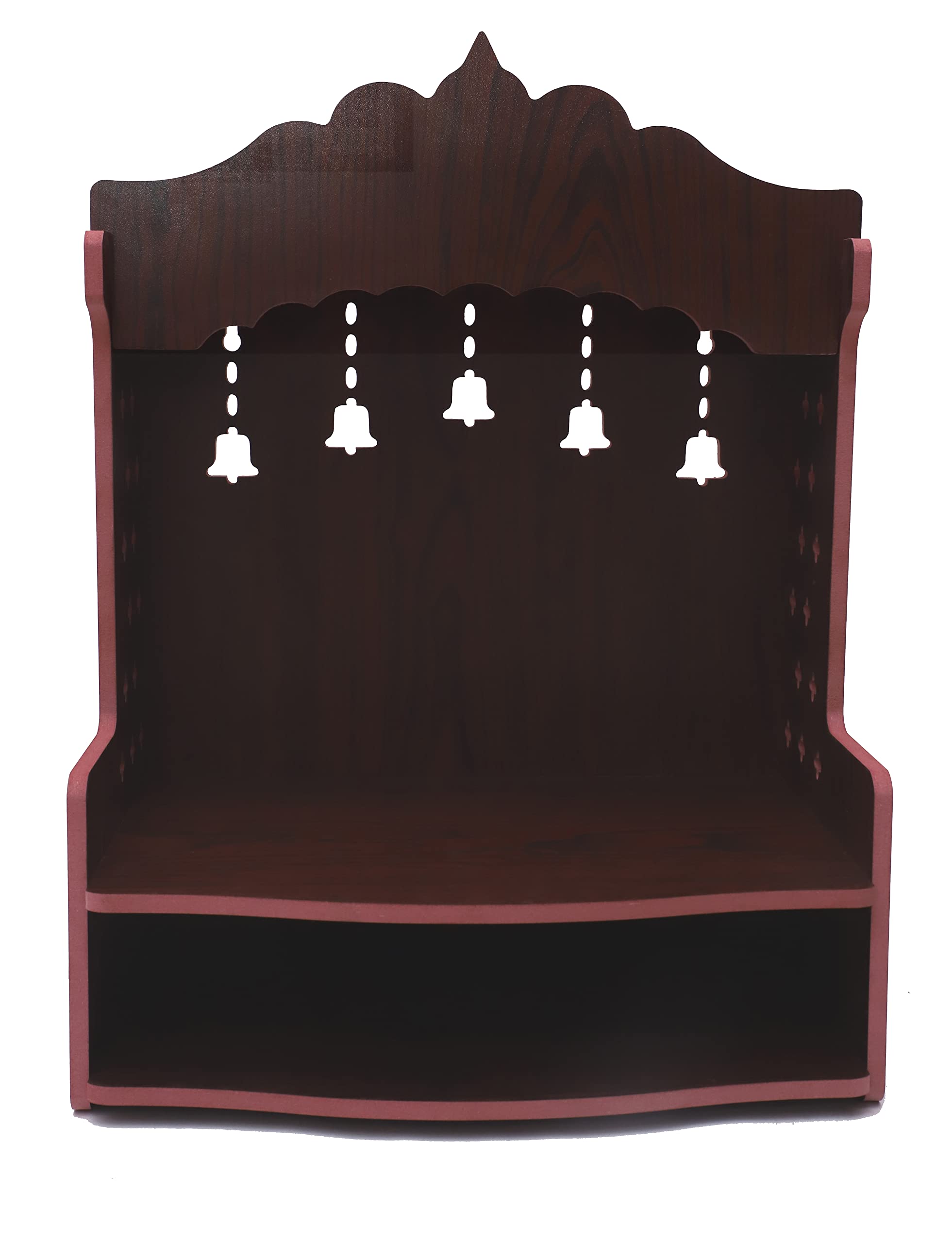 DIVOKAH® Beautiful MDF Wooden Temple/Home Temple/Pooja Mandir (8 MM Plywood Thickness) BR Bell