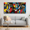 VIBECRAFTS Canvas Paintings for Living Room Drawing Room Colorful Abstract Faces Canvas Wall Painting Fitted With Wooden Frame for Home | Office | Gift (PTVCH_2403)
