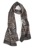 RAI SAHAB Printed Cotton Scarf for Women, Lightweight Soft Scarves Stoles for Summer & Winter(ST-85BLK10)