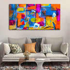 VIBECRAFTS Canvas Paintings for Living Room Drawing Room Colorful Abstract Art Canvas Wall Painting for Home|Office|Gift(PTVCH_2375N)