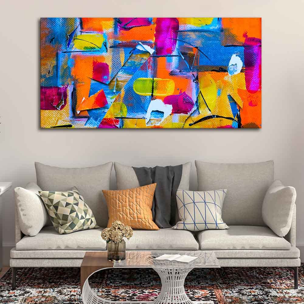 VIBECRAFTS Canvas Paintings for Living Room Drawing Room Colorful Abstract Art Canvas Wall Painting for Home|Office|Gift(PTVCH_2375N)