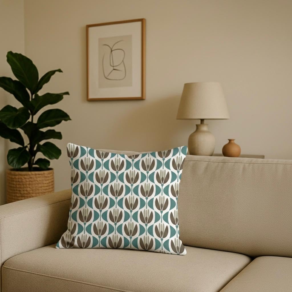 AMAZE ATTIRES Velvet Cushion Cover 18x18 Inch – Set of 7 Decorative Throw Pillow Covers for Sofa, Couch or Bed – Designer Printed Square Cushion Covers – Home Decor (Blue Grey)