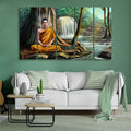 VIBECRAFTS Wall Painting of Buddha with Nature Background Set of Five For Home|Office|Living Room|Gift (PTVC5Pcs4_8614)
