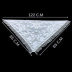 Devino Ora White Lace Triangle Scarf/ShawlVeil White Flower, 1