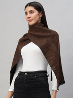 Ravaiyaa - Attitude is everything Reversible Wool Scarves Geometric Pattern Women Neck Wraps Muffler Winter Wool Scarf (72 x14 Inch, Brown)