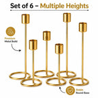 The Arts Box Metal Taper Candle Holder Set of 6 | Gold Decorative Candle Stands for Dining Table, Living Room & Wedding Centerpiece | Modern Tall Candle Holders for Home Decor & Festive Use