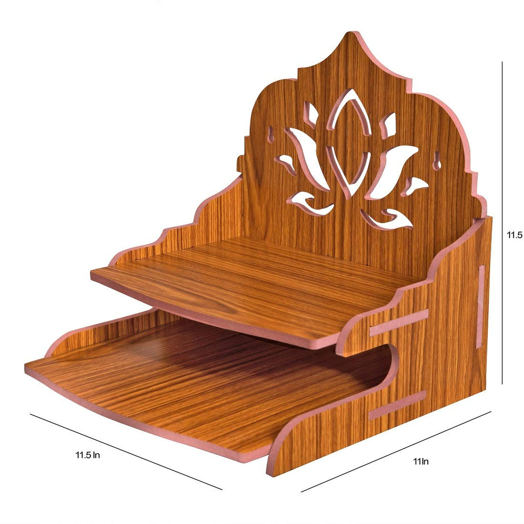 VJ Sons Wooden Wall Mounted Hanging Puja Temple Wood God Stand for Pooja Room | Mandir Devghar Stand Temple | Home Temple | Puja Mandir (Red 2)