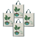 DOUBLE R BAGS Unisex Eco-Friendly Reusable Cotton Canvas Casual Bag with Reinforced Handles (Let Save, 40.6x35x10 cm) | Multi-Purpose Grocery, Kitchen Essentials, Fruits & Veggies Bag | Pack of 4