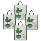DOUBLE R BAGS Unisex Eco-Friendly Reusable Cotton Canvas Casual Bag with Reinforced Handles (Let Save, 40.6x35x10 cm) | Multi-Purpose Grocery, Kitchen Essentials, Fruits & Veggies Bag | Pack of 4