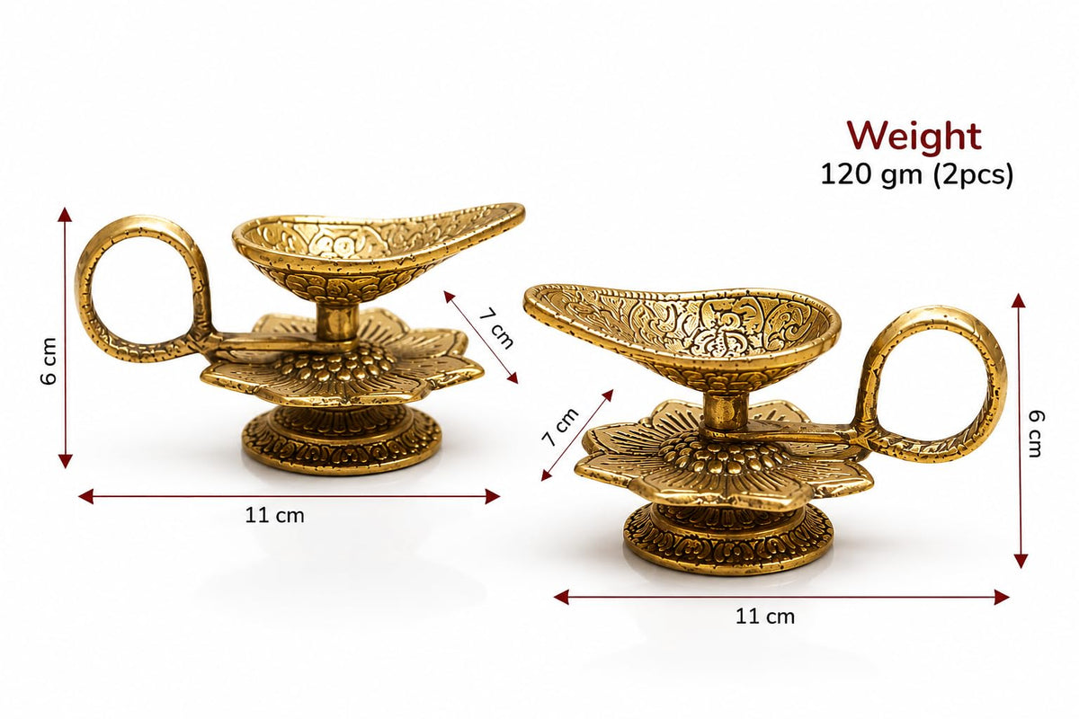 KridayKraft Aluminium Flower Diya for Puja | Pooja Accessory for Home Mandir (Gold)