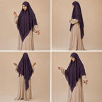 TRIPLE LAYER KHIMAR HIJAB/MULTI LAYER HIJAB/FULL SIZE KHIMAR LAYER (DARK PURPLE)