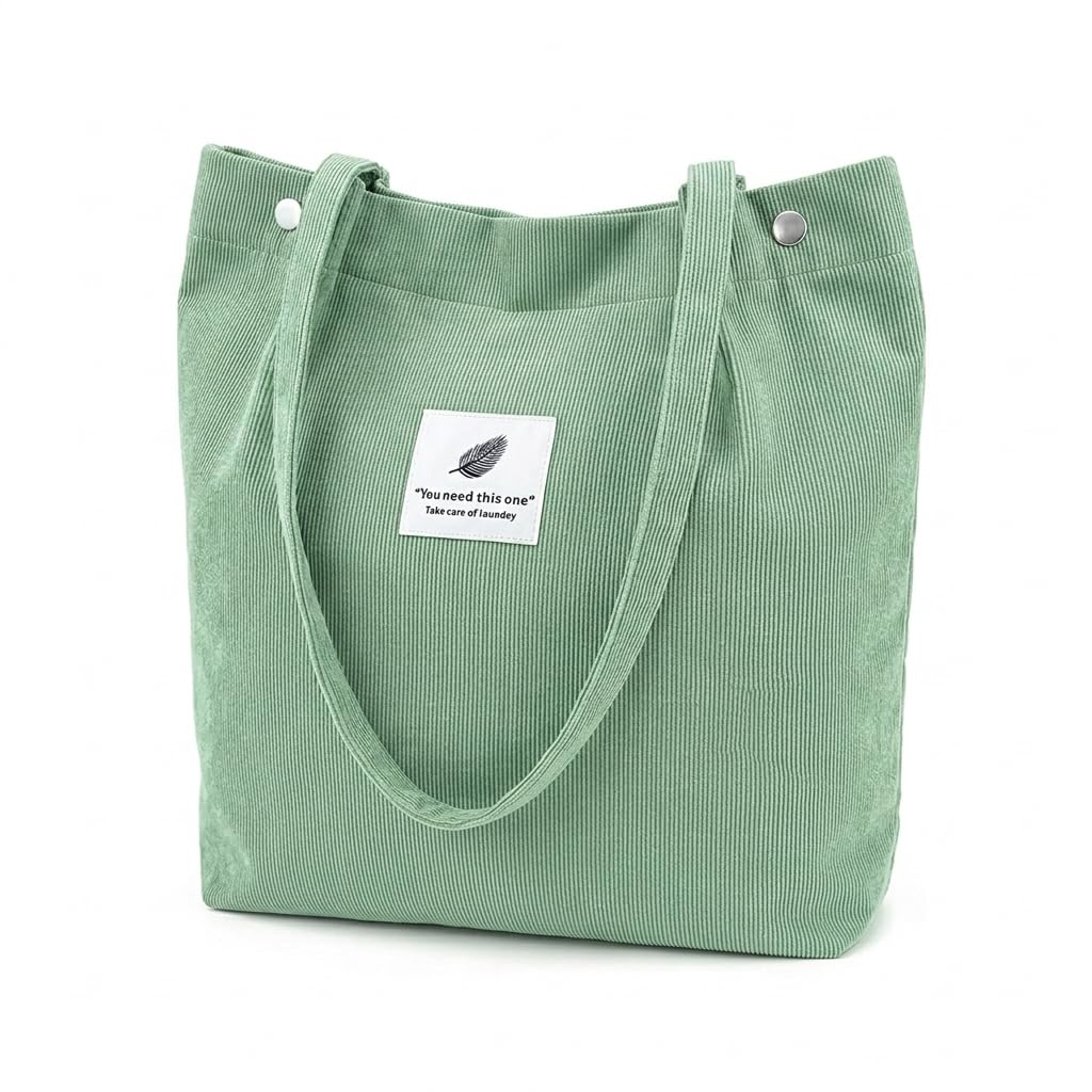 Corduroy Tote Bag for Women Large Capacity Lightweight Shoulder Handbag