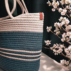 BEAUTIFUL HOMMIES Attractive Hand Bag |large Tote Bag |Summer Bag | Bucket Bag | Basket Bag | Bamboo Tote | Beach Bags for Women|Boho Bag|Handbag |Jute Bag |Handmade Bag (BEIGE/BLACK WITH STYLISH)