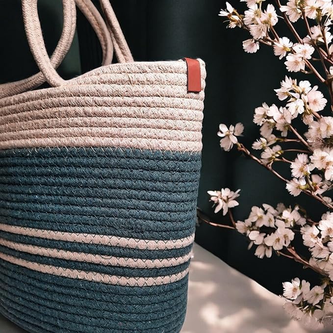 BEAUTIFUL HOMMIES Attractive Hand Bag |large Tote Bag |Summer Bag | Bucket Bag | Basket Bag | Bamboo Tote | Beach Bags for Women|Boho Bag|Handbag |Jute Bag |Handmade Bag (BEIGE/BLACK WITH STYLISH)