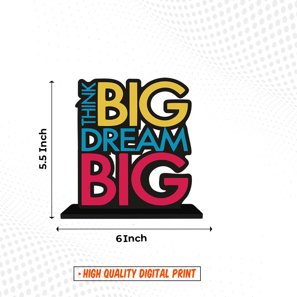 Artvibes Wooden Idols&Figurine Think Big Dream Motivational Quote Table Decor for Office Desk,Home Decoration Item,Livingroom,Bedroom,Modern Art Wood Alphabet Showpiece Decorative Gift (Sp_1102)