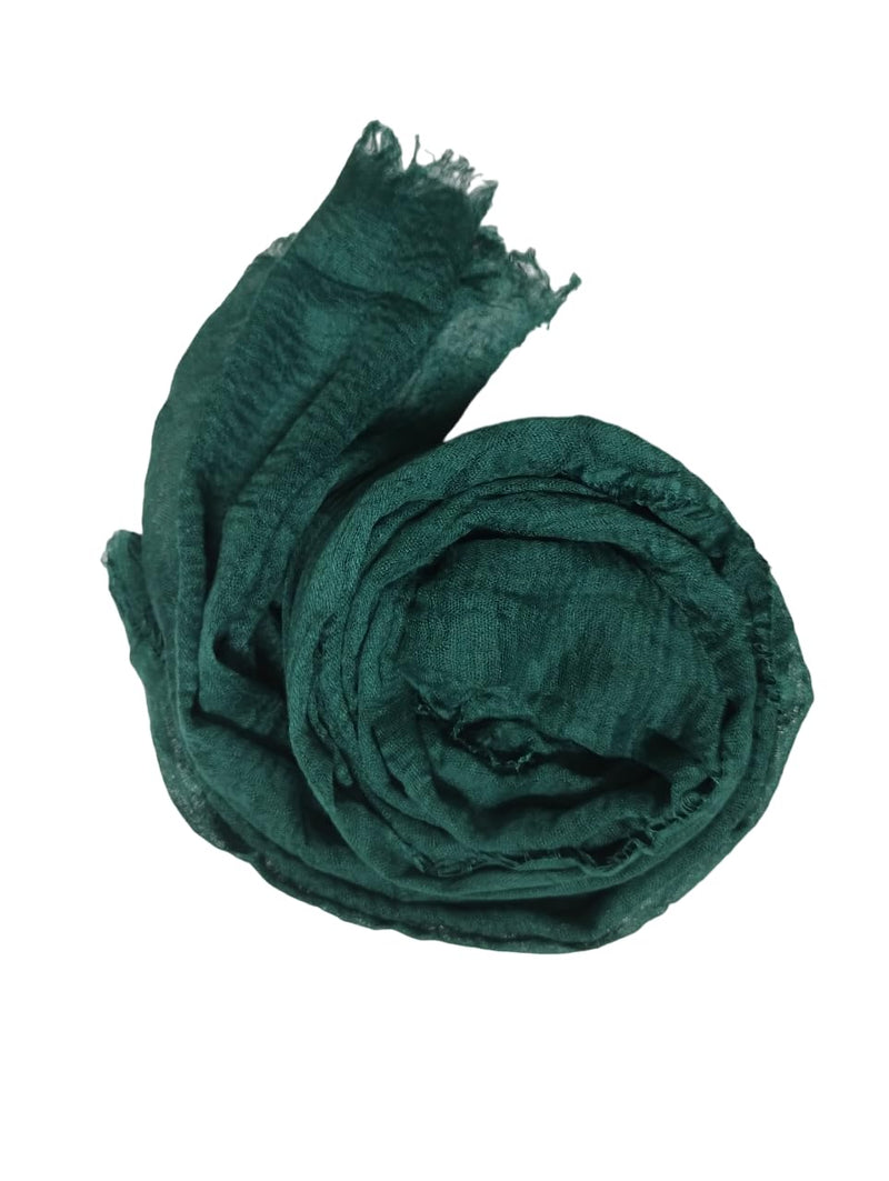 IBA ISBA COLLECTIONS Women's Crinkle Cotton Scarf, Stoles, Hijab (80 x 190 Cms) (Ocean Green)
