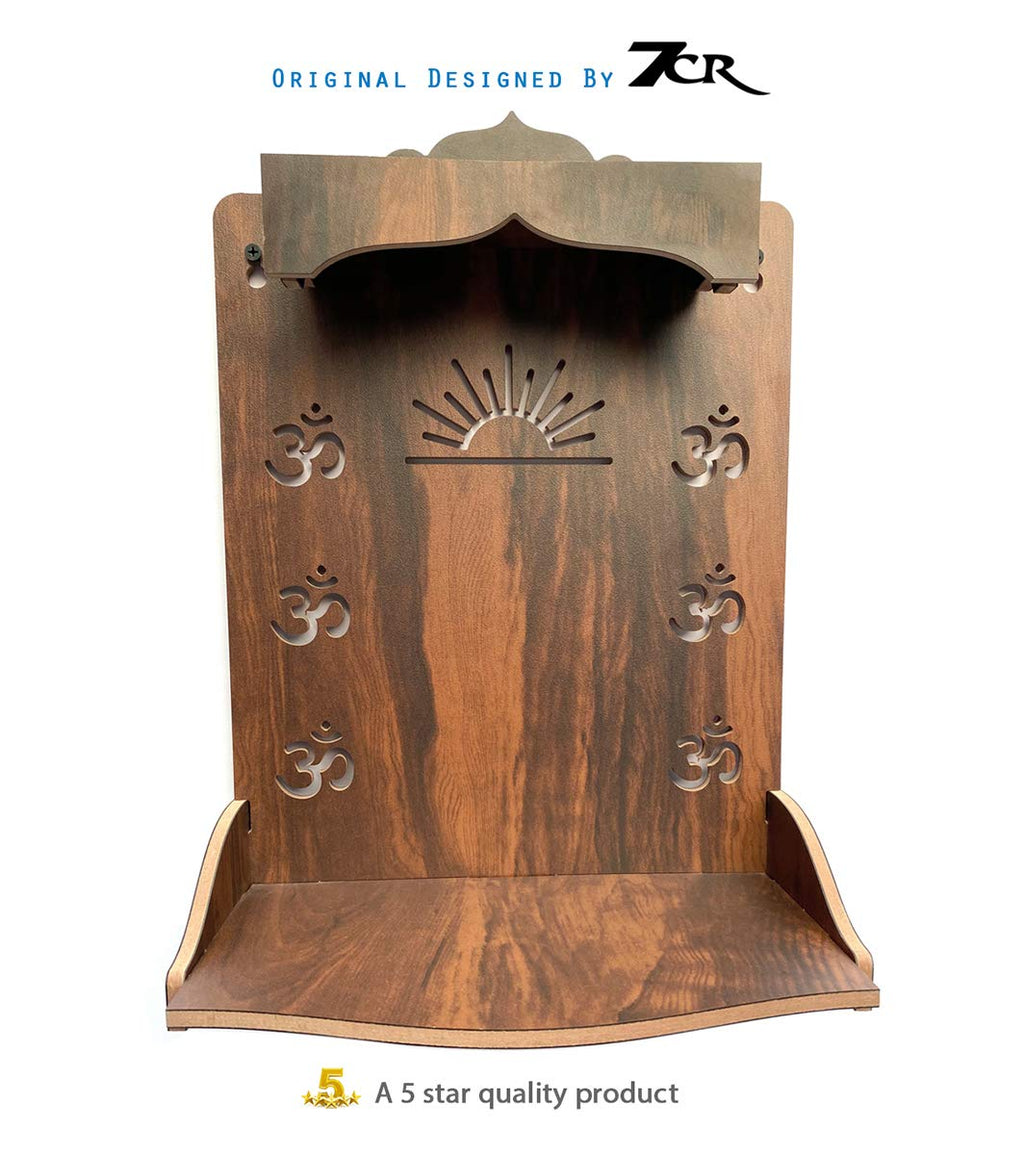 7CR Wood Art and Craft Temple (Brown_35.5 x 28 x 18 cm)