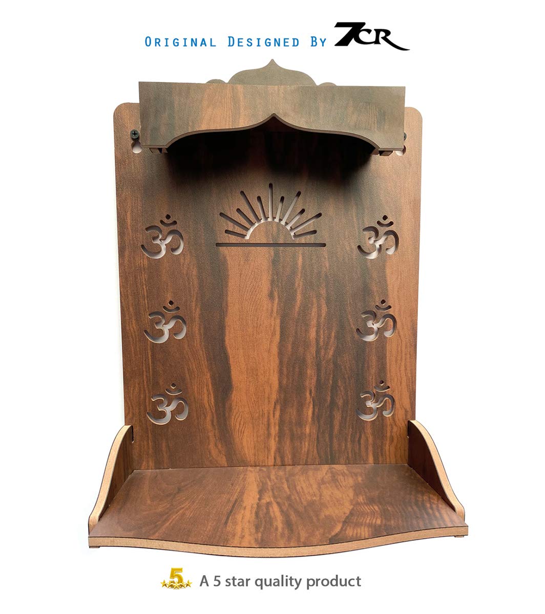 7CR Wood Art and Craft Temple (Brown_35.5 x 28 x 18 cm)