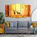 VIBECRAFTS Beautiful Forest Deer Canvas Wall Painting Set of Five For Home|Office|Living Room|Gift (PTVC5Pcs2_6548)