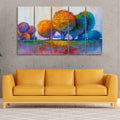 VIBECRAFTS Colorful Trees Premium Canvas Wall Painting of Five Pieces For Home|Office|Living Room|Gift (PTVC5Pcs4_8652)