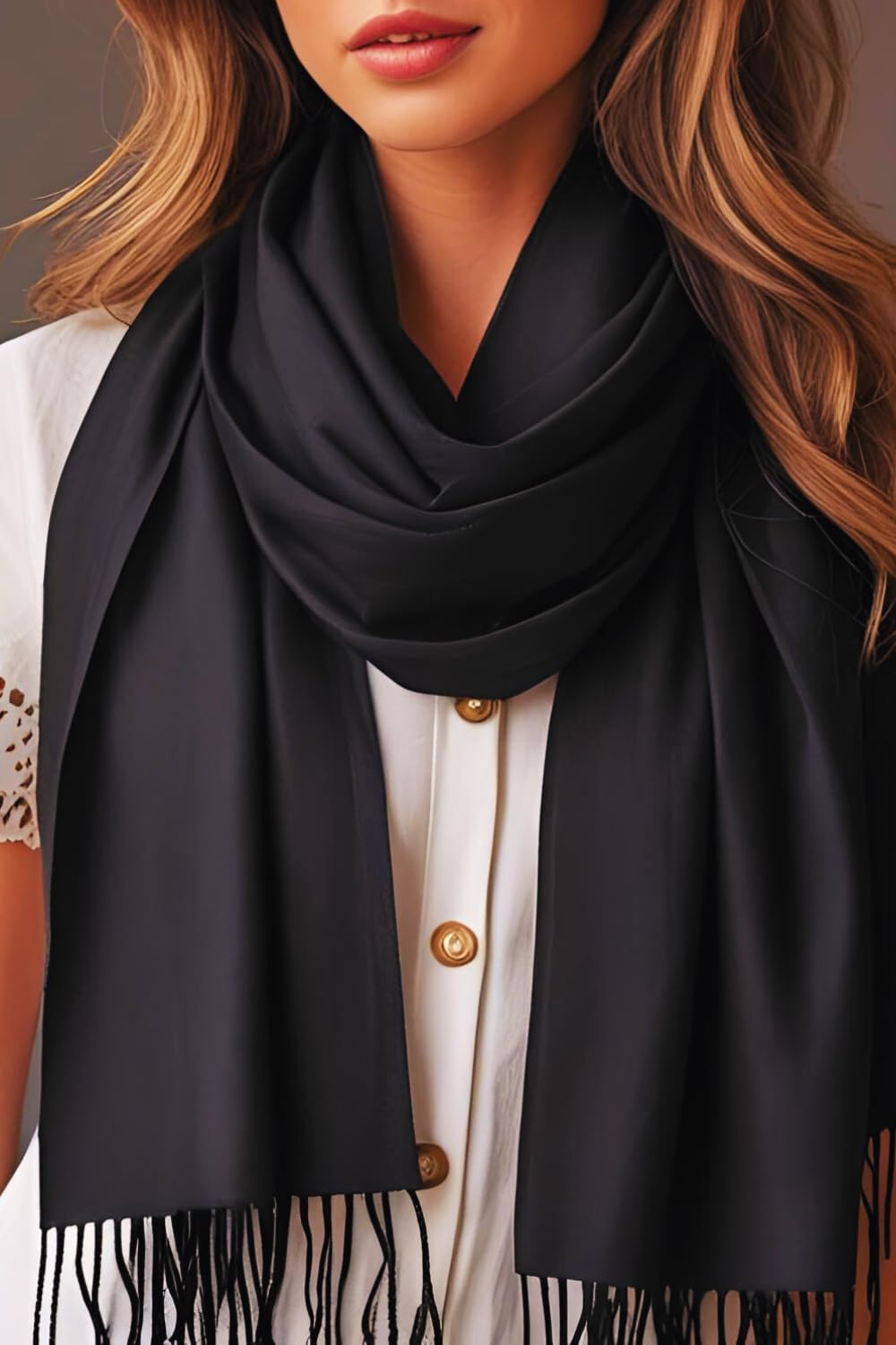 FM Trends Stylish Plain Scarf for Women & Girls | Solid Color Stole, Dupatta, Shawl | Elegant Ladies Accessory (Black, 1.8 meters)