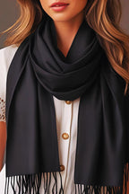FM Trends Stylish Plain Scarf for Women & Girls | Solid Color Stole, Dupatta, Shawl | Elegant Ladies Accessory (Black, 1.8 meters)