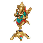 Svarup Brass Dancing Ganesha Idol Ganesha Statue Ganpati Murti for Home Entrance Decor Height 8 Inch