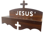 Elegant Wooden Jesus Wall Decor Shelf With Cross, Christian Home Prayer Room, Strong Build Spiritual Display Unit For Daily Devotion Families Faith Blessings love
