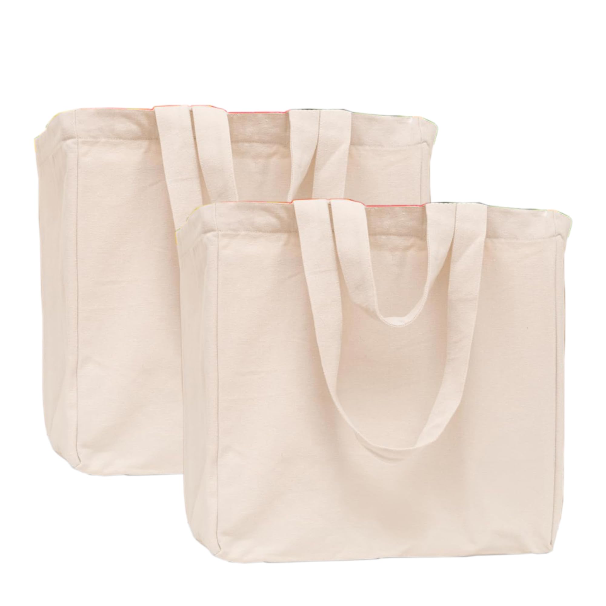 ECHSRT Reusable Cotton Grocery Shopping Bag- Eco-Friendly,Durable,Machine Washable,Large Capacity|Evoiournmental Friendly|Sustainable Shopping|Say No To Plastic (Plain 200 GSM,Pack Of 2),Beige