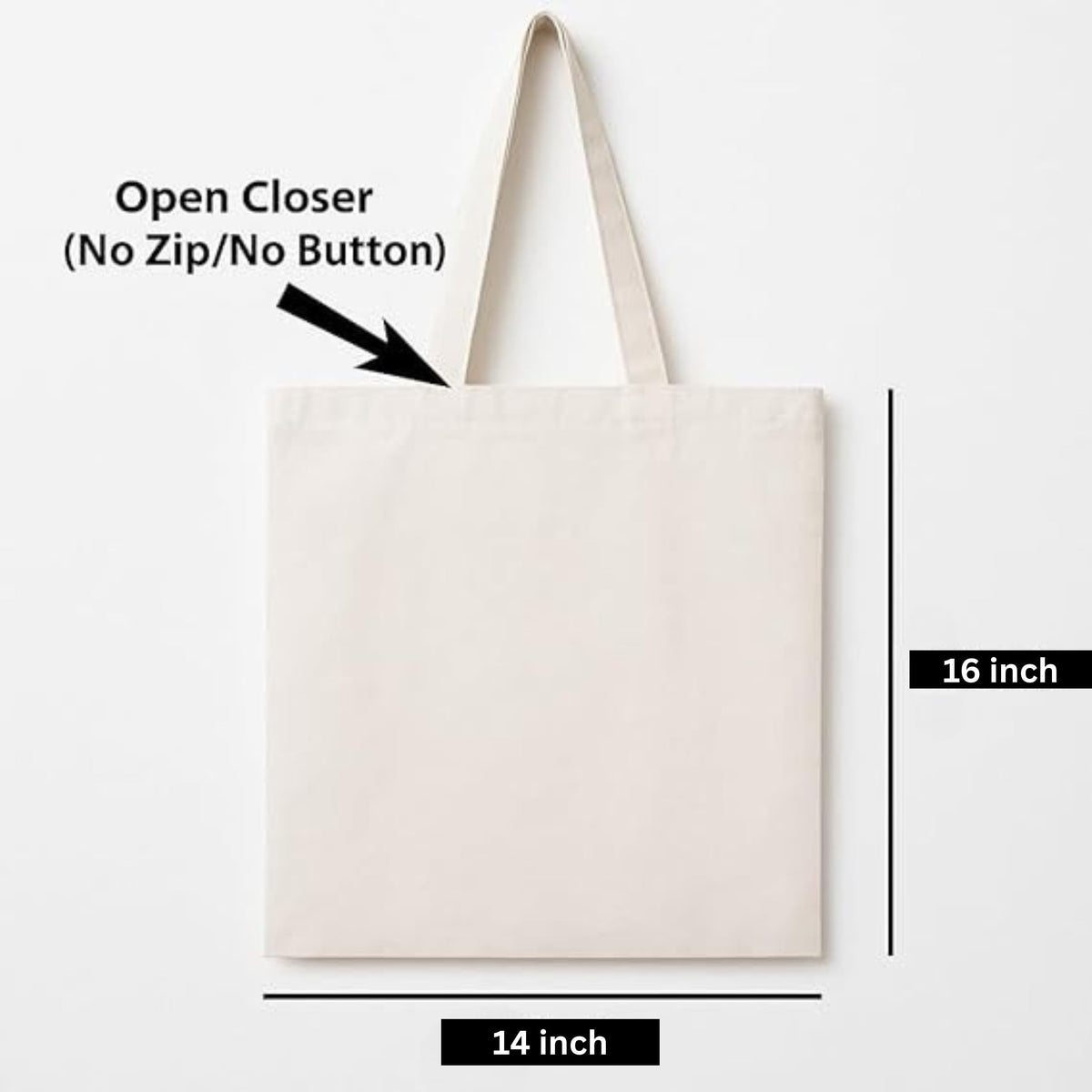 Riheesh Cotton Bags, Natural Cotton, Large Shopping Bags with Long Handles, Set of 2, Off-White Tote Bag for Women/Girls | Multipurpose Bags for School/Gym/Shopping