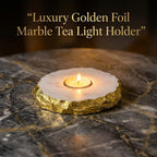 House OF Wemy Golden foil Marble Tea Light Holder/Luxury Candle Holder for Home Decor and Candle Light Dinner/Handcrafted by Indian Artisans/Festive Gifting - Pack of 1