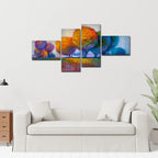 VIBECRAFTS Beautiful Colorful Trees 4 Pieces Canvas Wall Painting Fitted With Wooden Frame For Home | Office | Living Room | Gifts (PTVC4Pcs3_15504)