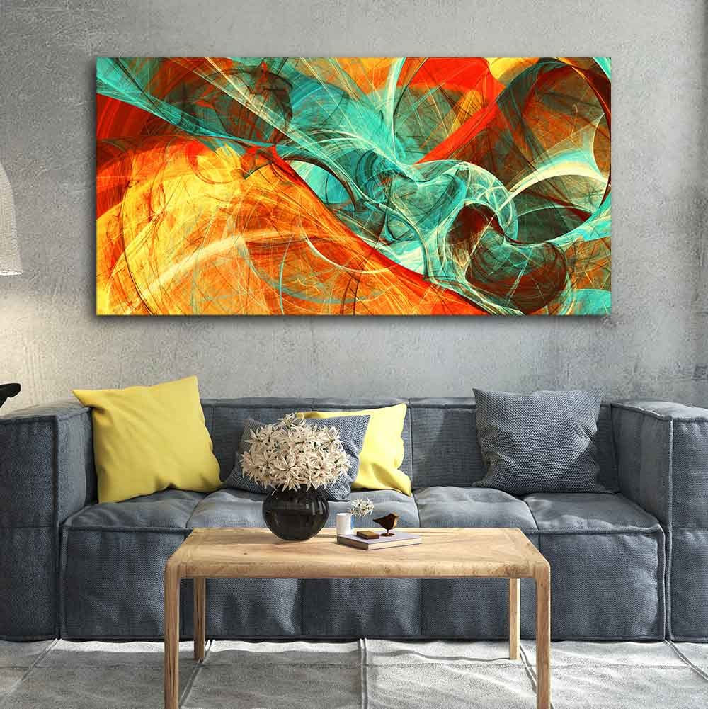 VIBECRAFTS Canvas Paintings for Living Room Drawing Room Colorful Abstract Art Canvas Wall Painting Fitted With Wooden Frame For Home | Office | Living Room | Gift (PTVCH_2464N)