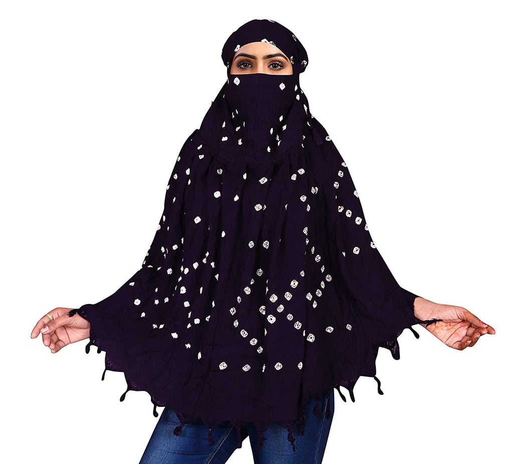 HETVIN Cotton Long Scarf Cum Mask Scarves Usable for Vehicle Driver | White Printed Design Fabric | Universal Size | Soft & Breathable Sun Protection | For Girl & Women (Purple)