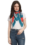 Ravaiyaa - Attitude is everything Women's Crepe Silk Digital Print Large Square Scarf Breathable Lightweight Neckerchief Printed Headscarf 40 x 40 Inch (Green & Red)