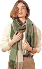 Alexvyan Winter Green Multicolor Long Warm Stoles Shawls Long Big Checked Scarves Woolen Women Casual Scarf Soft Wrap for Casual Formal Occassions- 200CM*70CM