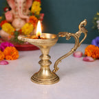 Artvarko Brass Peacock Diya with Stand for Pooja Light for Home Décor Diwali Arti Table Mandir Diffuser Jyoti Temple 6 Inches