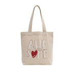 RAL Heavy Duty 400 GSM Cotton Canvas Tote Bag for Women | Printed Shoulder Bag for Office, College & Grocery | Reusable Eco-Friendly Shopping Tote (38 x 9 x 32 cm) (Awesome print)