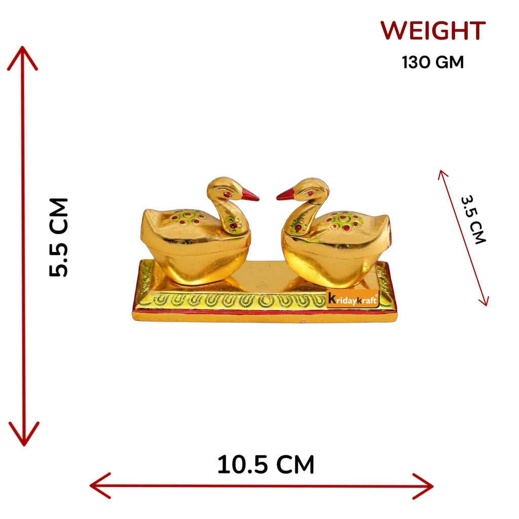 KridayKraft Swan Duck Shap Haldi KumKum Holder,Chandan Roli Box,Love Birds Couple Duck Pair Chopda,Kumkum Dani,Chawal,Akshat use for Pooja,Animal Showpiece & Return Gift Article (Pack of 10 pcs)...