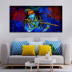 VIBECRAFTS Homcraft Canvas Paintings for Living Room Drawing Room Krishna Playing Flute Canvas Wall Painting Fitted With Wooden Frame For Home | Office | Living Room | Gifts (PTVCH_2530)