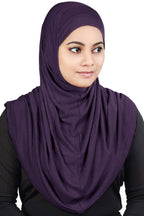 MyBatua Women's 2-Piece Al-Amira Hijab with Under Scarf/Cap/Bonnet in Soft Viscose Jersey, Ready to Wear HJ-129 (Purple)