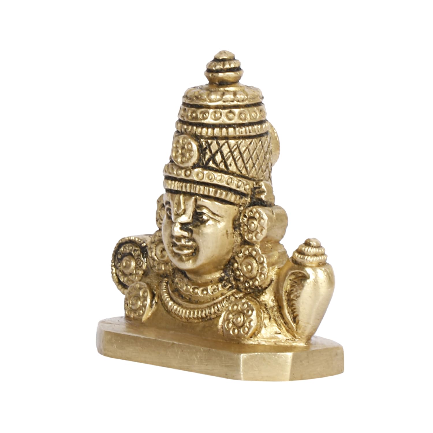 ARTVARKO™ Brass Lord Tirupati Balaji Sri Venkateswara Balaji Face with Shankh Chakra Namah Idol Showpiece Home Décor(Small 7x4x7 cm)