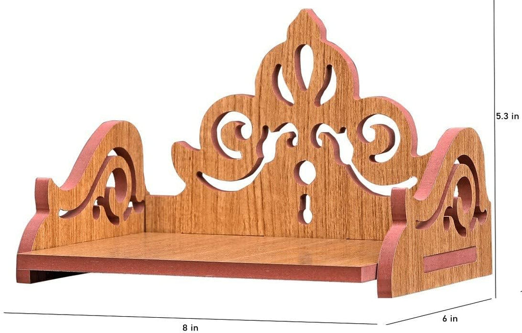 kriyanta Wooden Wall Mounted Hanging Puja Temple Stylish Wood God Stand for Pooja Room Mandir Stand Temple Home Temple Table Home Mandir Temple. (Hindolo ET003 257)