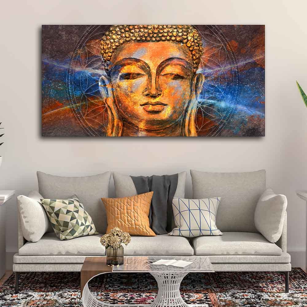 VIBECRAFTS Peaceful Buddha Premium Canvas Wall Painting With Frame for Living Room Drawing Room Home|Office|Gift (PTVCH_2229)
